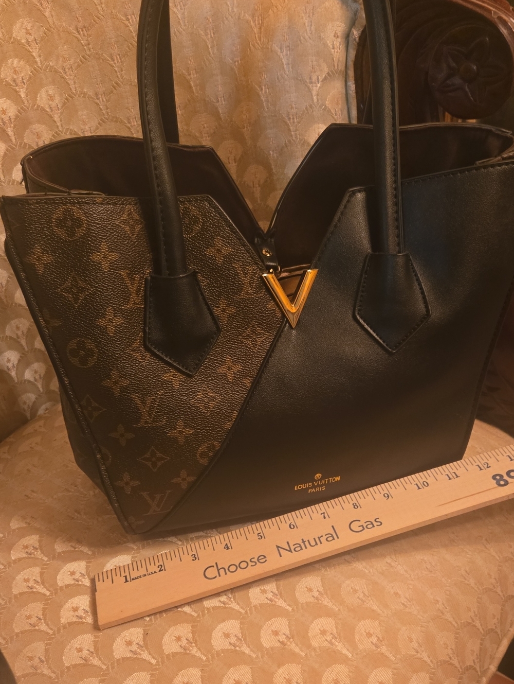 Large Black And Brown Tote. Sholder Bag. Kimono Style. Roomy Amd Light - Picture 5 of 5